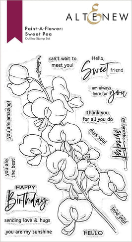 Photocentric Clear Stamps Paint-A-Flower: Sweet Pea Outline Stamp Set