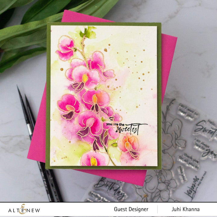 Photocentric Clear Stamps Paint-A-Flower: Sweet Pea Outline Stamp Set