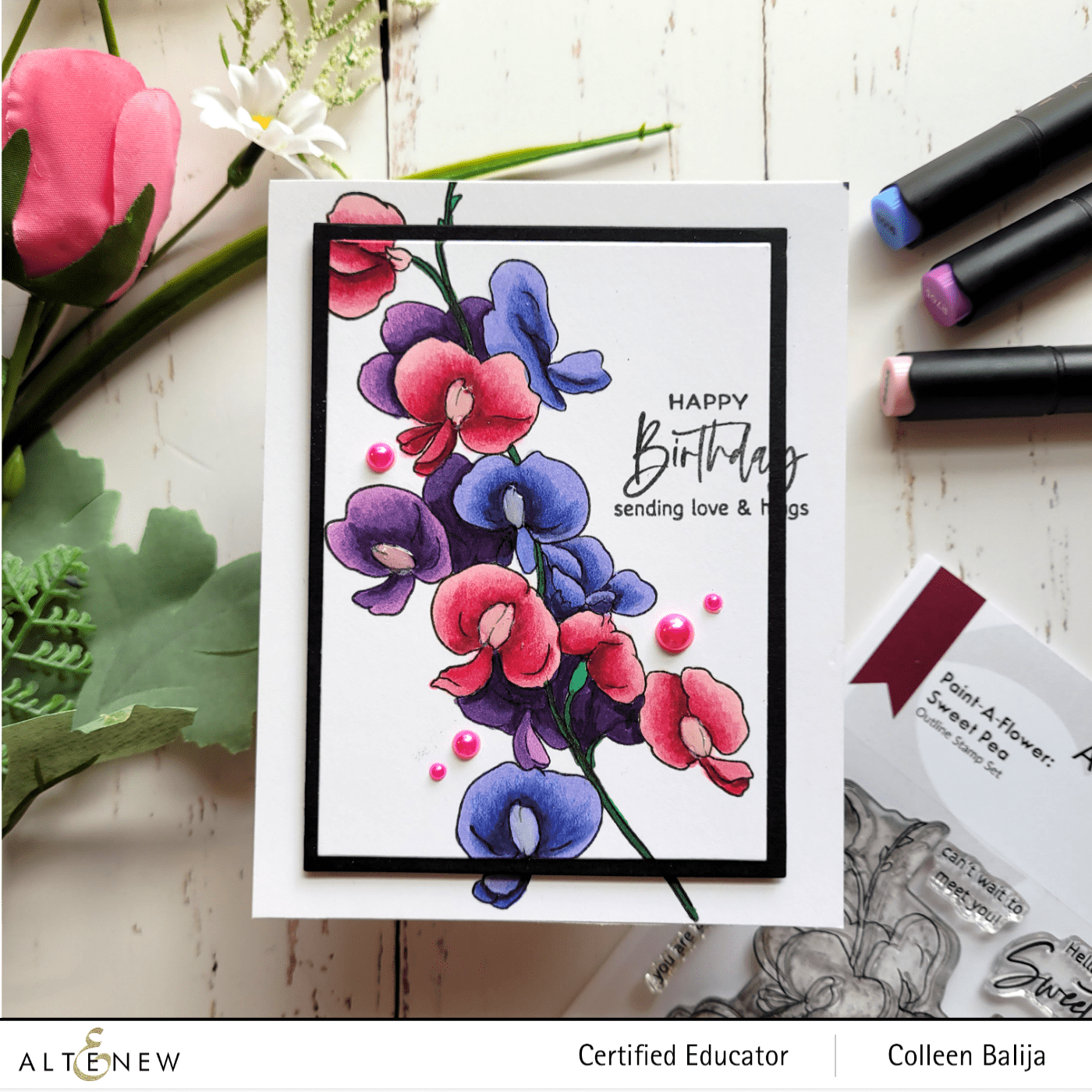 Altenew Paint-A-Flower: Sweet Pea Outline Stamp Set Release Blog Hop +  Giveaway – Velvetlemon