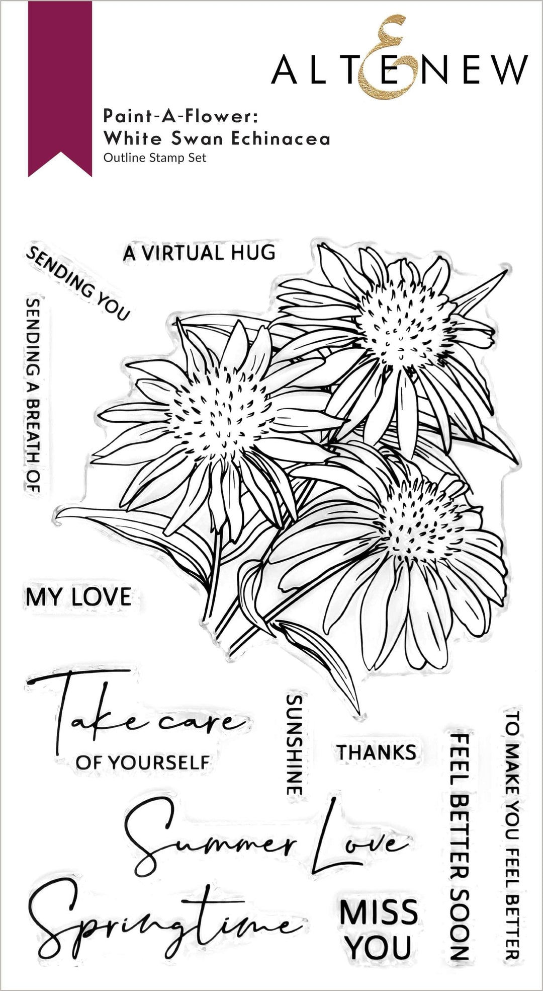 Photocentric Clear Stamps Paint-A-Flower: White Swan Echinacea Outline Stamp Set