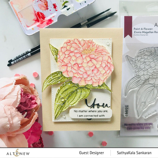 Photocentric Clear Stamps Paint-A-Flower: Zinnia Magellan Rose Outline Stamp Set