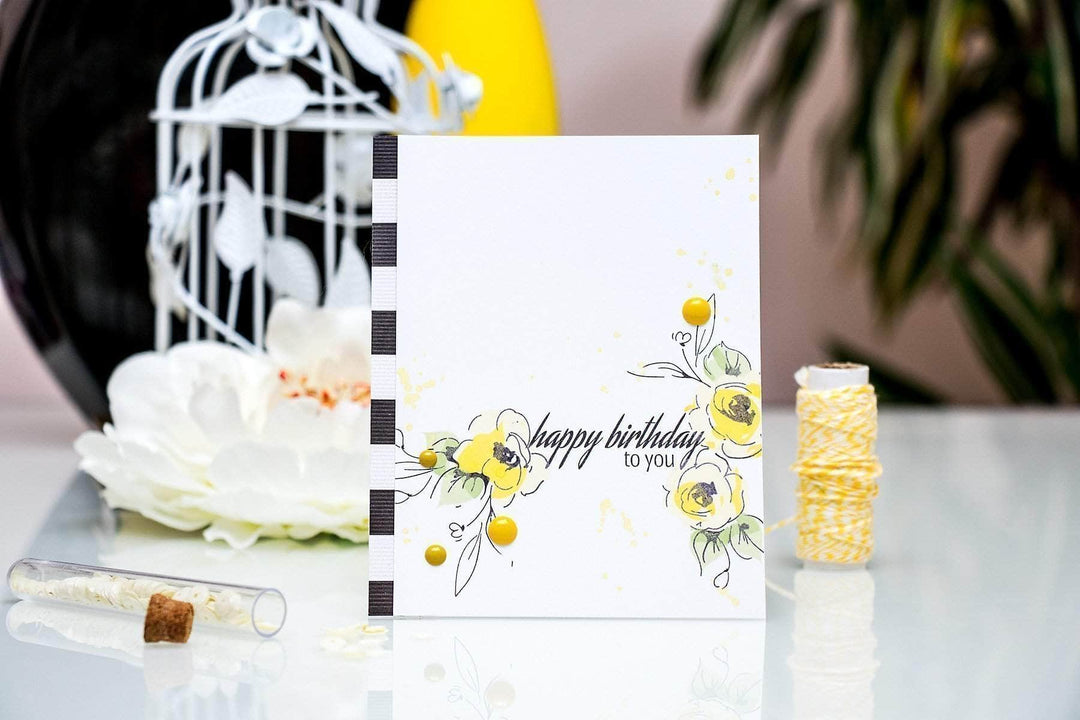 Photocentric Clear Stamps Painted Flowers Stamp Set
