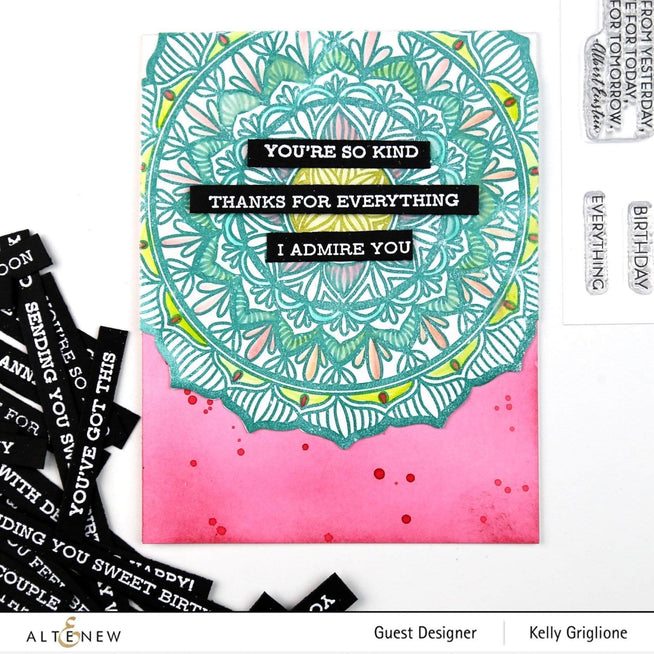 Altenew Pen Sketch Mandala Stamp Set of clear stamps with intricate mandala designs for crafting and card making.