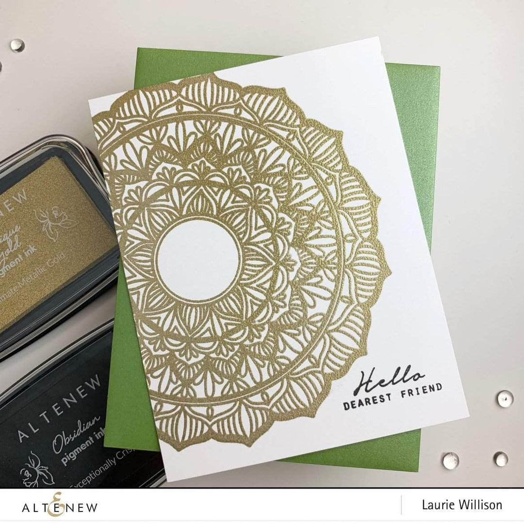 Altenew Pen Sketch Mandala Clear Stamp Set with intricate mandala designs for arts and crafts projects.