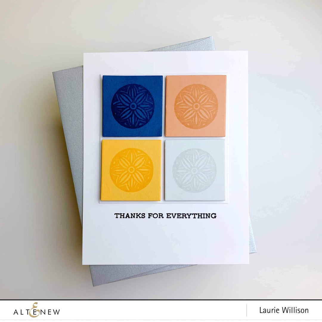 Altenew Pen Sketch Mandala Stamp Set of clear stamps featuring intricate mandala designs for crafting and stamping projects.