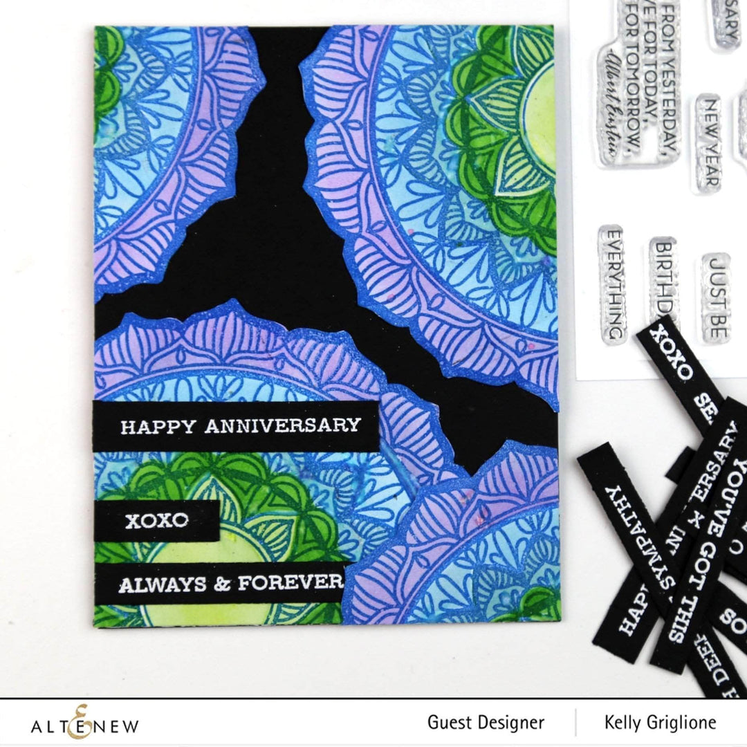 Altenew Pen Sketch Mandala Stamp Set of clear stamps with intricate mandala designs and pen sketch patterns for crafting projects.