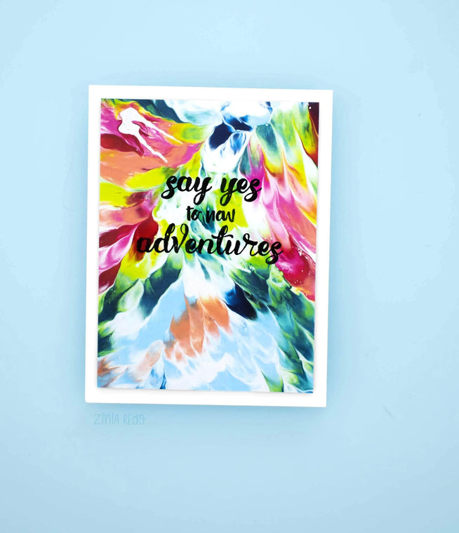 Altenew Say Yes Clear Stamp Set featuring various affirming phrases and decorative elements for card making and crafts.