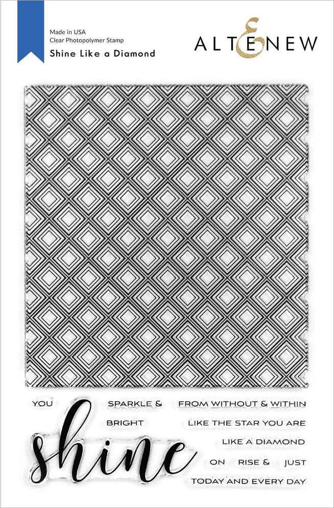 Altenew Shine Like a Diamond clear stamp set featuring intricate diamond and shine designs for crafting projects.
