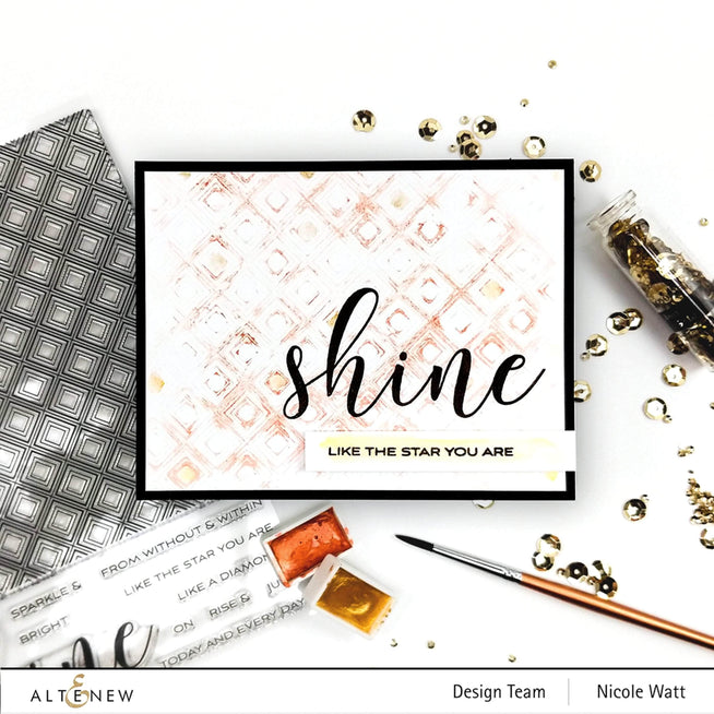 Altenew Shine Like a Diamond clear stamp set featuring geometric diamond patterns on transparent stamps.