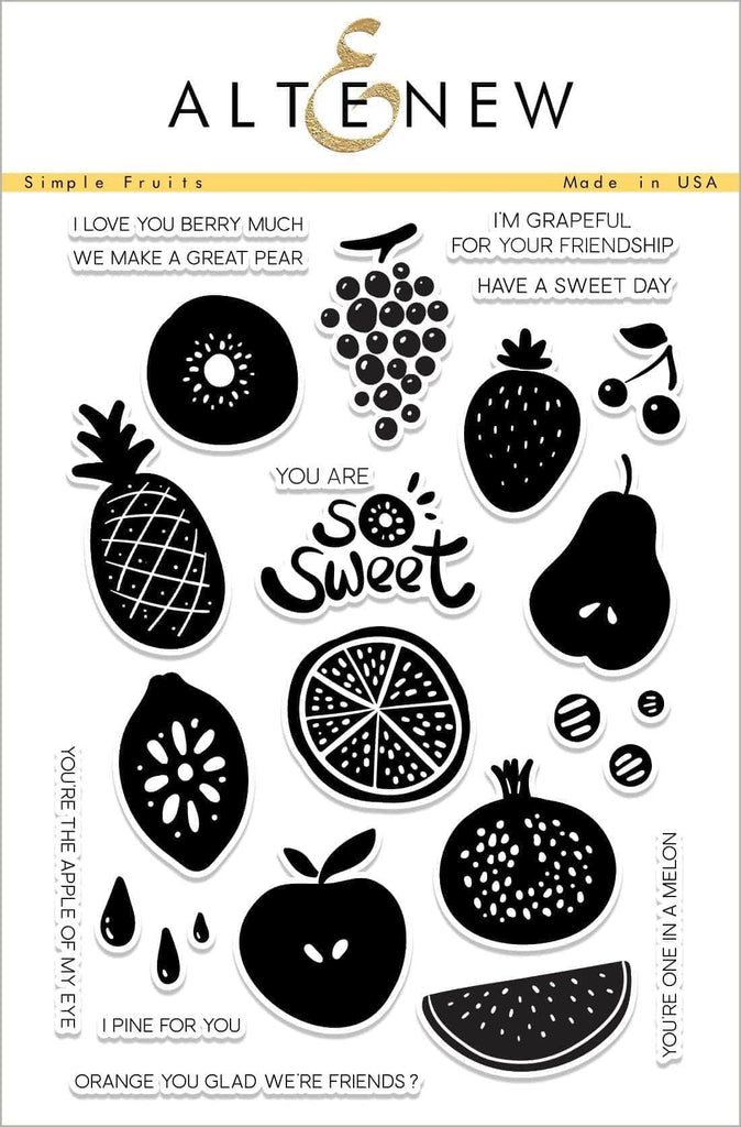 Brush simple stamp hand drawn textured fruits set. Food, lemon