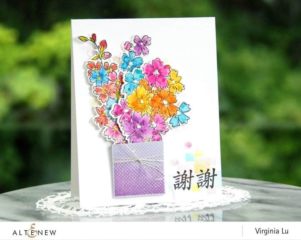 Altenew Starry Flowers Clear Stamp Set with floral and starry designs for crafting and card-making projects.