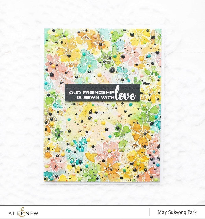 Altenew Starry Flowers clear stamp set featuring star-shaped floral designs for card making and craft projects.