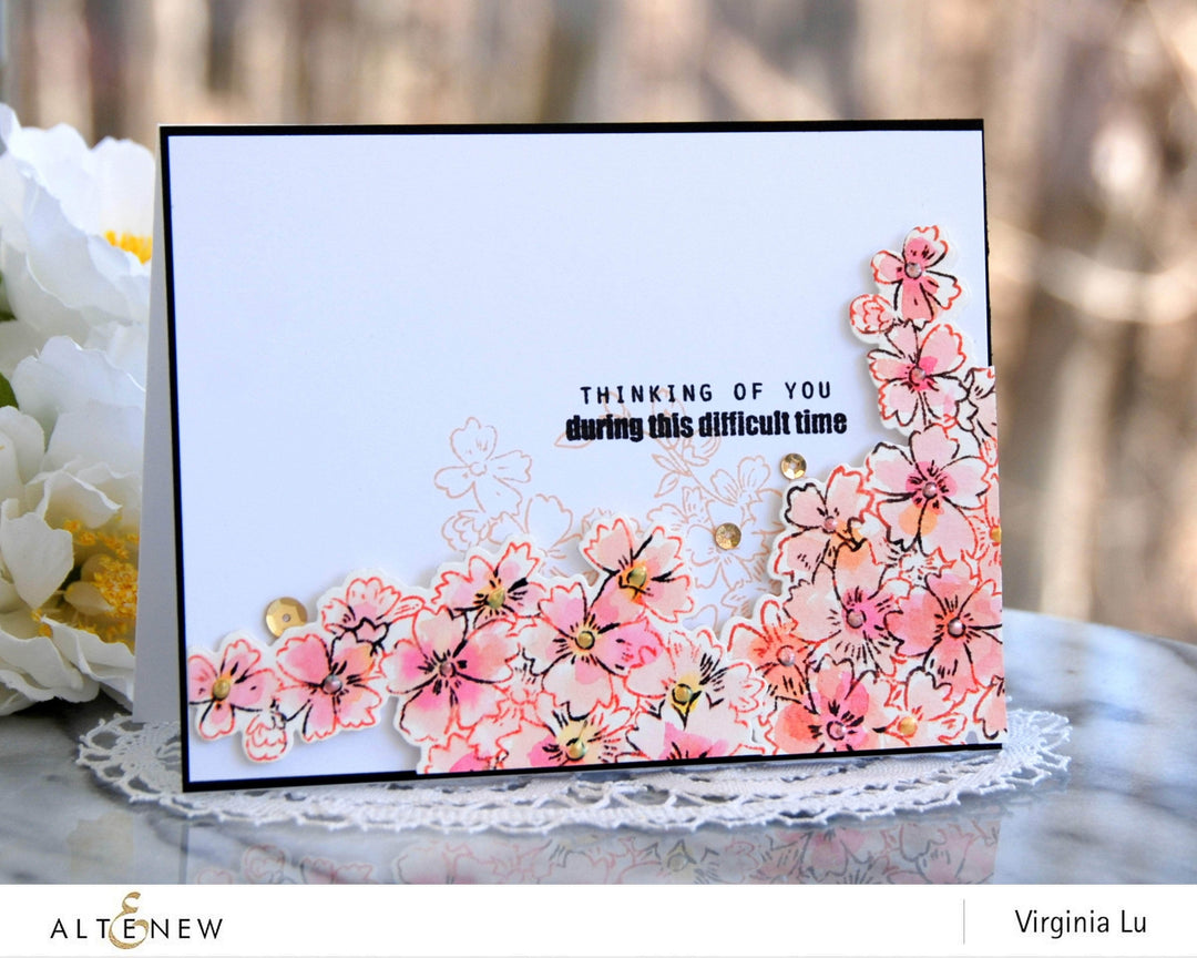 Altenew Starry Flowers clear stamp set featuring floral and starry designs for crafting and card making projects.