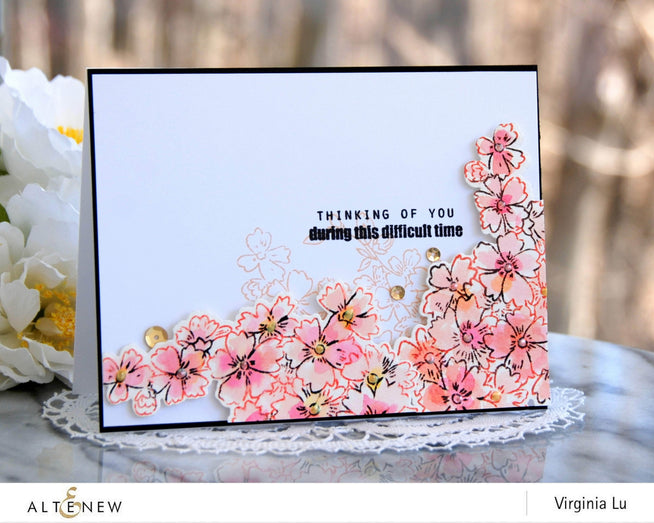 Altenew Starry Flowers clear stamp set featuring floral and starry designs for crafting and card making projects.