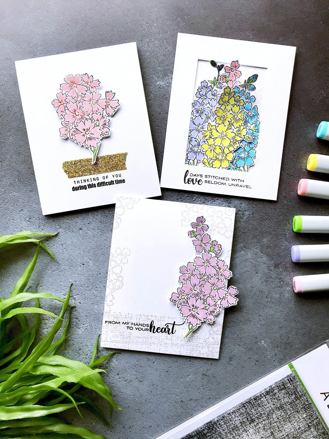 Altenew Starry Flowers Clear Stamp Set with floral and starry designs for crafting and card making projects.