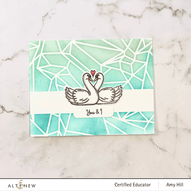Altenew Sweet Swans clear stamp set with elegant swan and floral designs for card making and crafts.
