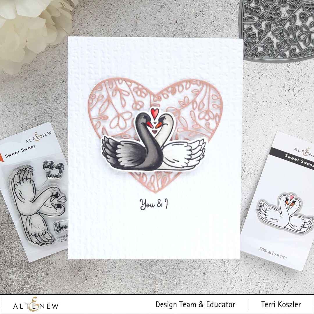 Altenew Sweet Swans clear stamp set featuring elegant swan designs perfect for card-making and paper crafts.