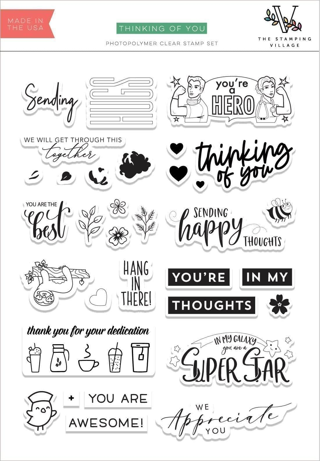 Photocentric Clear Stamps Thinking of You Stamp Set by The Stamping Village