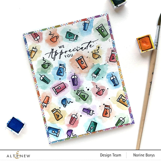 Altenew Thinking of You clear stamp set featuring heartfelt sentiments and floral designs for greeting card crafting.