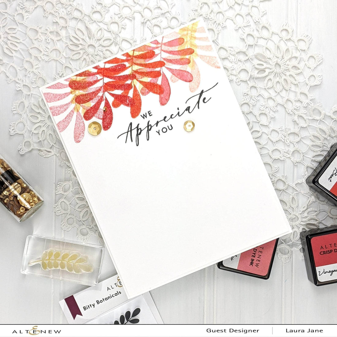 Altenew Thinking of You clear stamp set from The Stamping Village with floral and sentiment designs for card making.