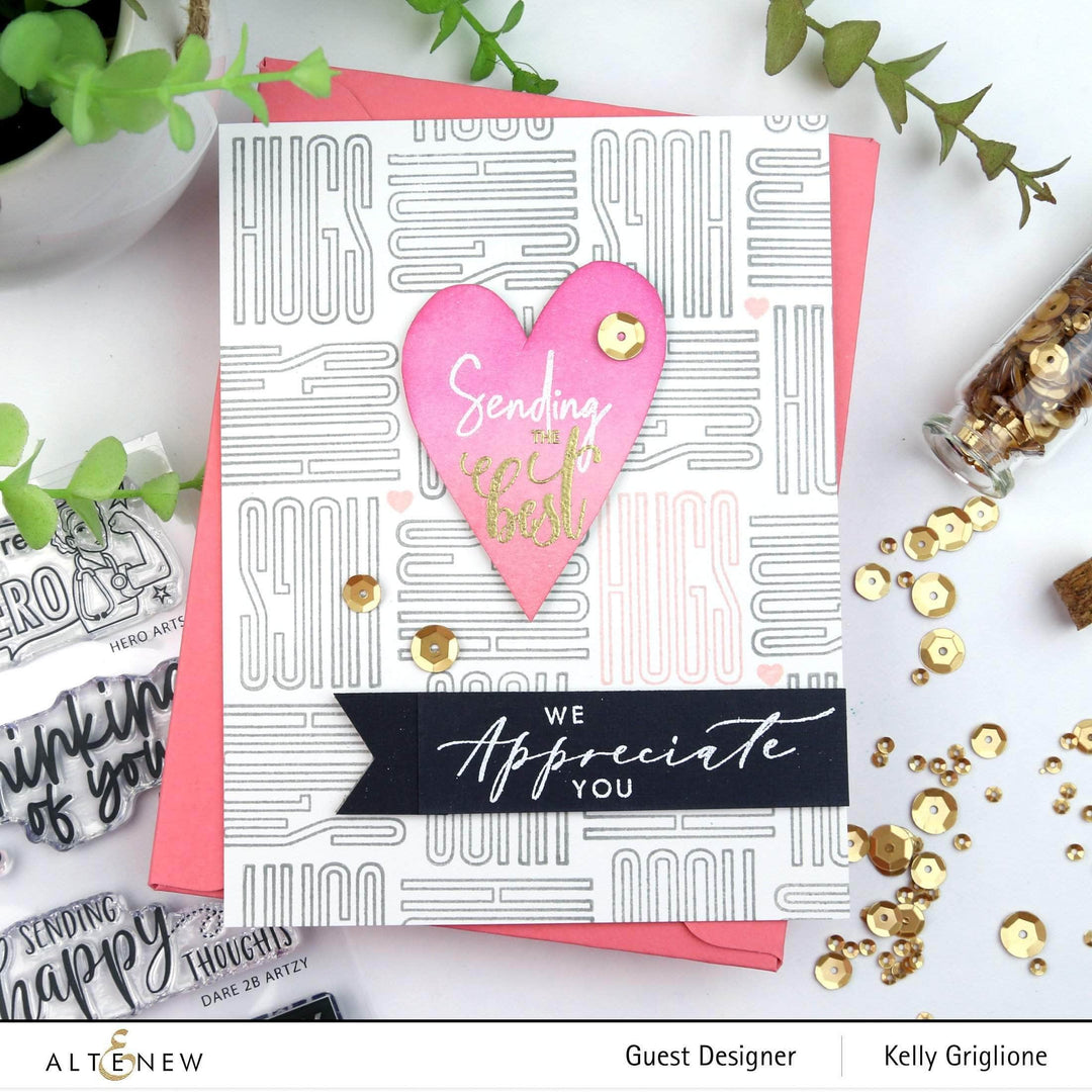 Clear Thinking of You Stamp Set by Altenew, featuring floral and sentiment stamps for card-making and crafting projects.
