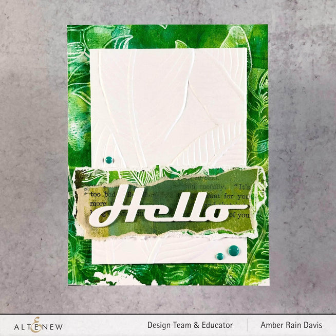 Altenew Tropical Jungle clear stamp set featuring lush jungle leaves and exotic plants for crafting and card making.