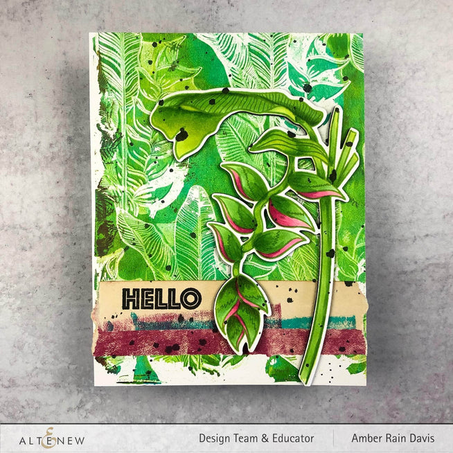 Altenew Tropical Jungle clear stamp set featuring tropical leaves and foliage for crafting and card making projects.