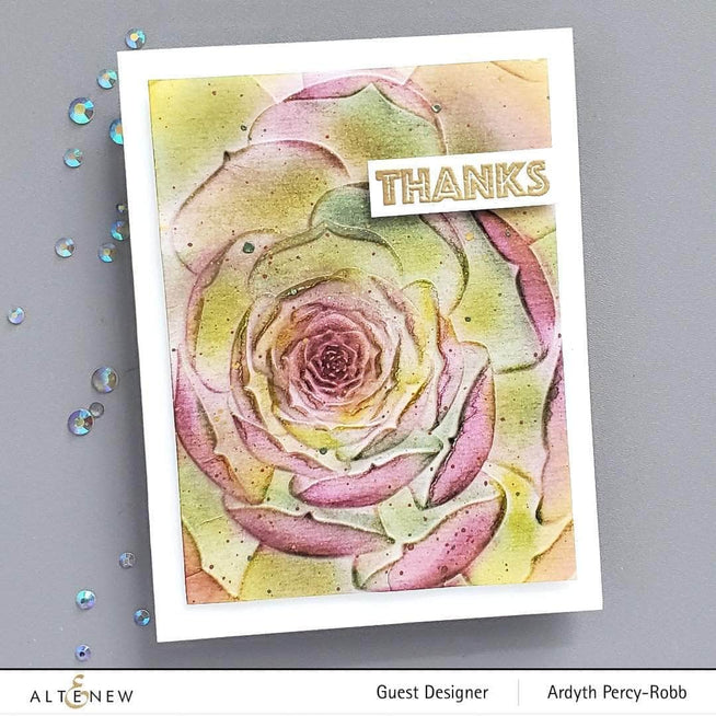 Altenew Tropical Jungle Clear Stamp Set with various tropical leaves and foliage for crafting and card making.