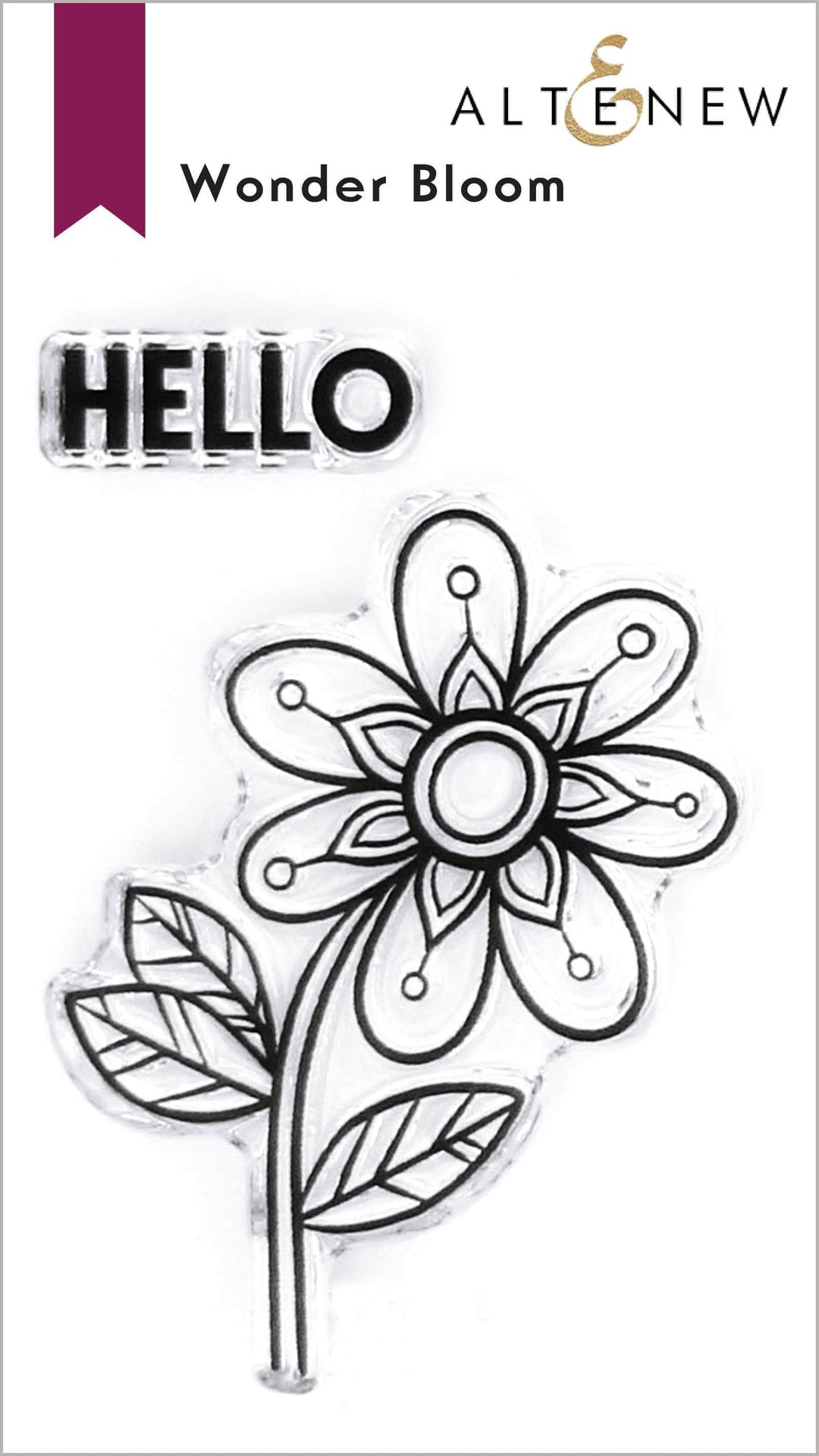 Set of Altenew Wonder Bloom clear stamps featuring floral and botanical designs for crafting and card making.