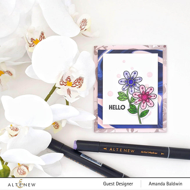 Altenew Wonder Bloom clear stamp set with floral designs and intricate botanical patterns for crafting projects.