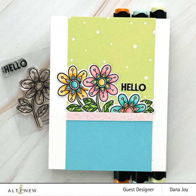 Altenew Wonder Bloom Clear Stamp Set with floral and botanical designs for crafting and card-making projects.