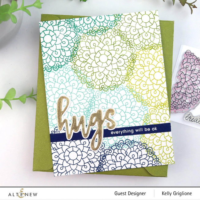 Altenew Breathe clear stamp set featuring inspirational phrases and floral designs for crafting and card making.