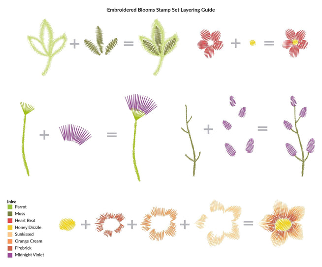 Photocentric Clear Stamps Embroidered Blooms Stamp Set