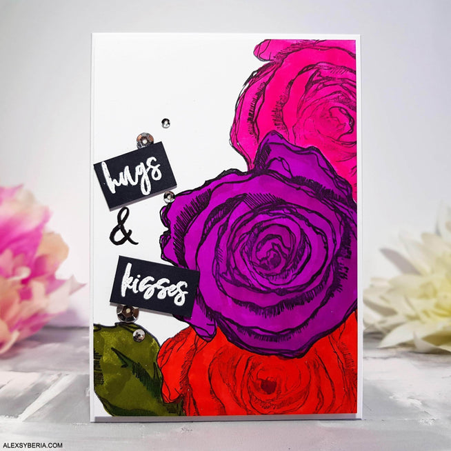 Photocentric Clear Stamps Inked Rose Stamp Set