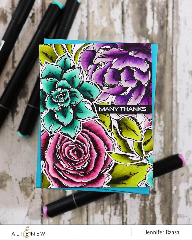 Photocentric Clear Stamps Inked Rose Stamp Set