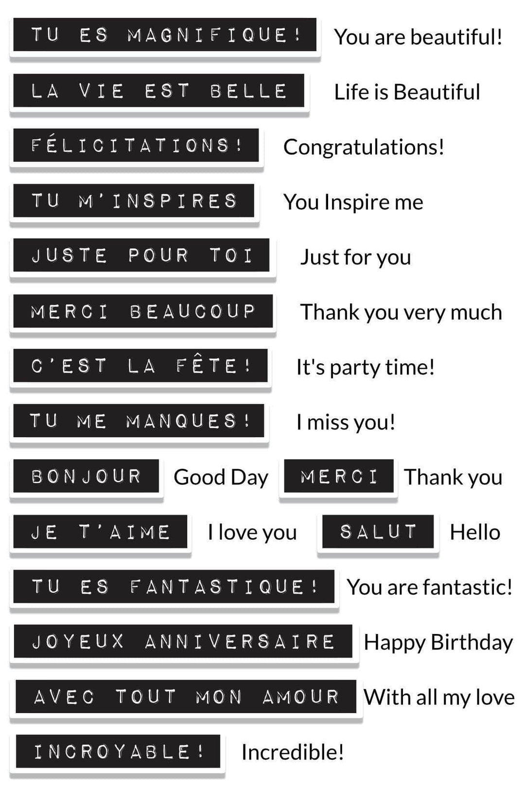 Photocentric Clear Stamps Label Love French Stamp Set