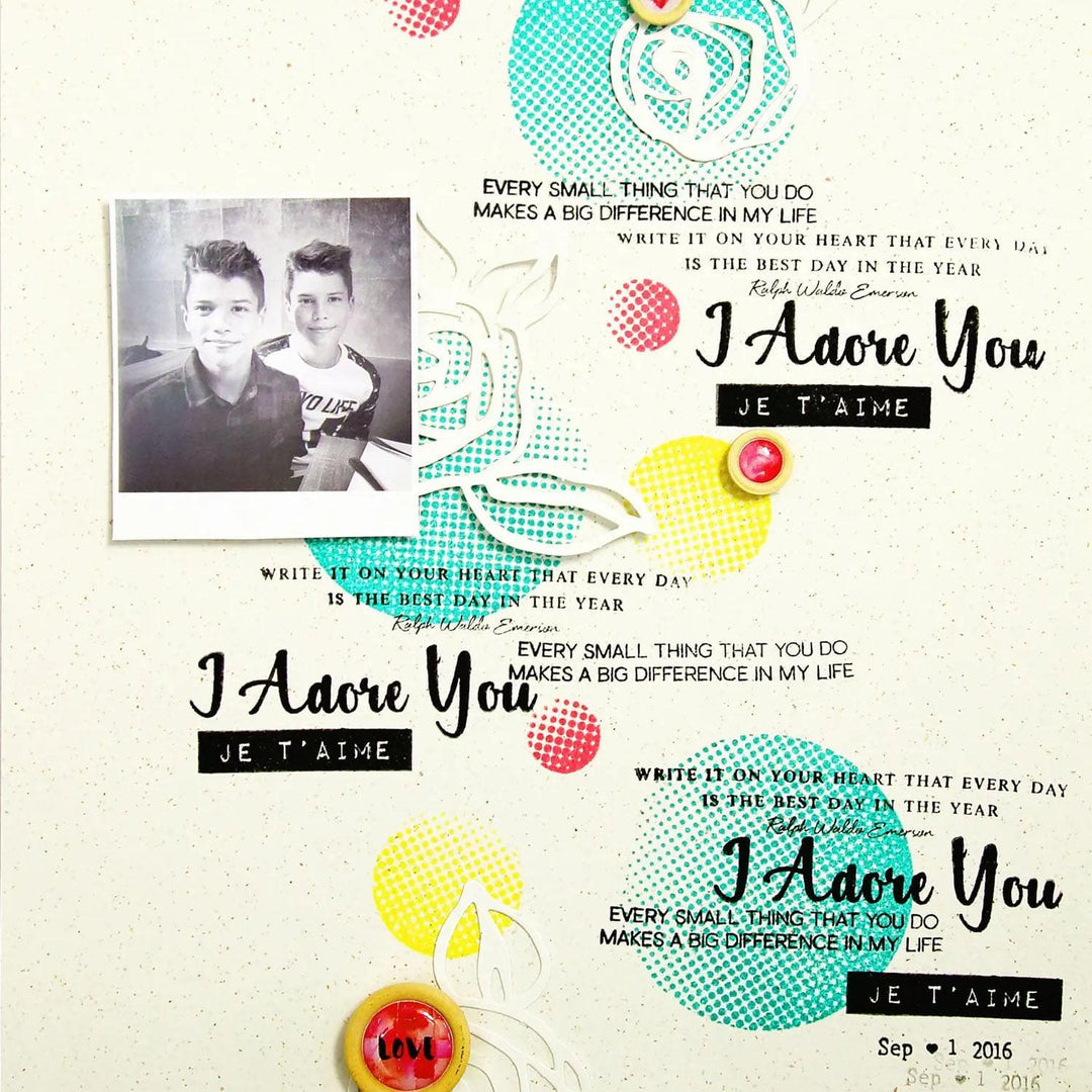 Photocentric Clear Stamps Label Love French Stamp Set