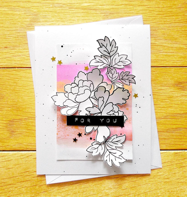 Photocentric Clear Stamps Peony Scrolls Stamp Set
