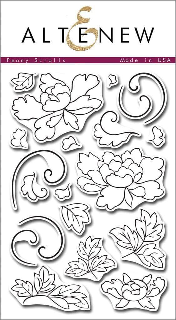 Photocentric Clear Stamps Peony Scrolls Stamp Set