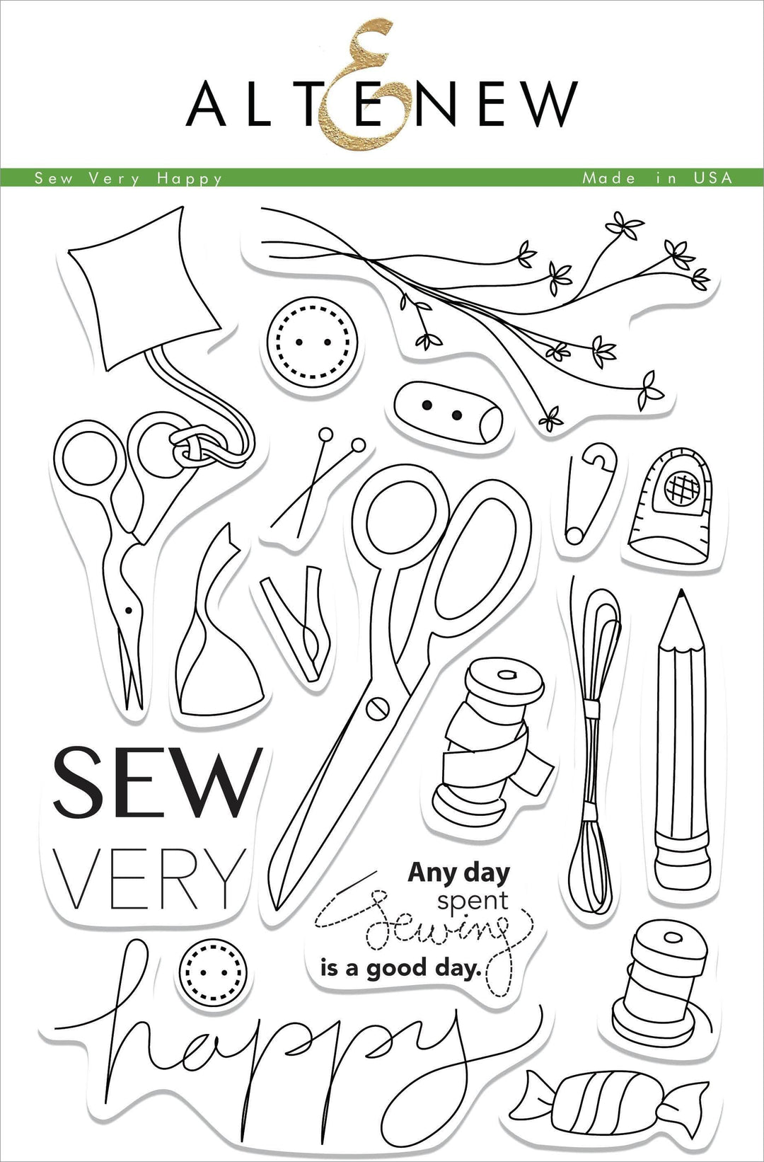 Altenew Clear Stamps Z - Sew Very Happy Stamp Set