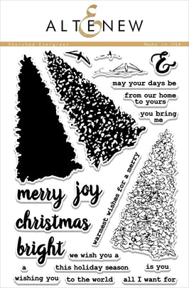 Photocentric Clear Stamps Z - Sketched Evergreen Stamp Set