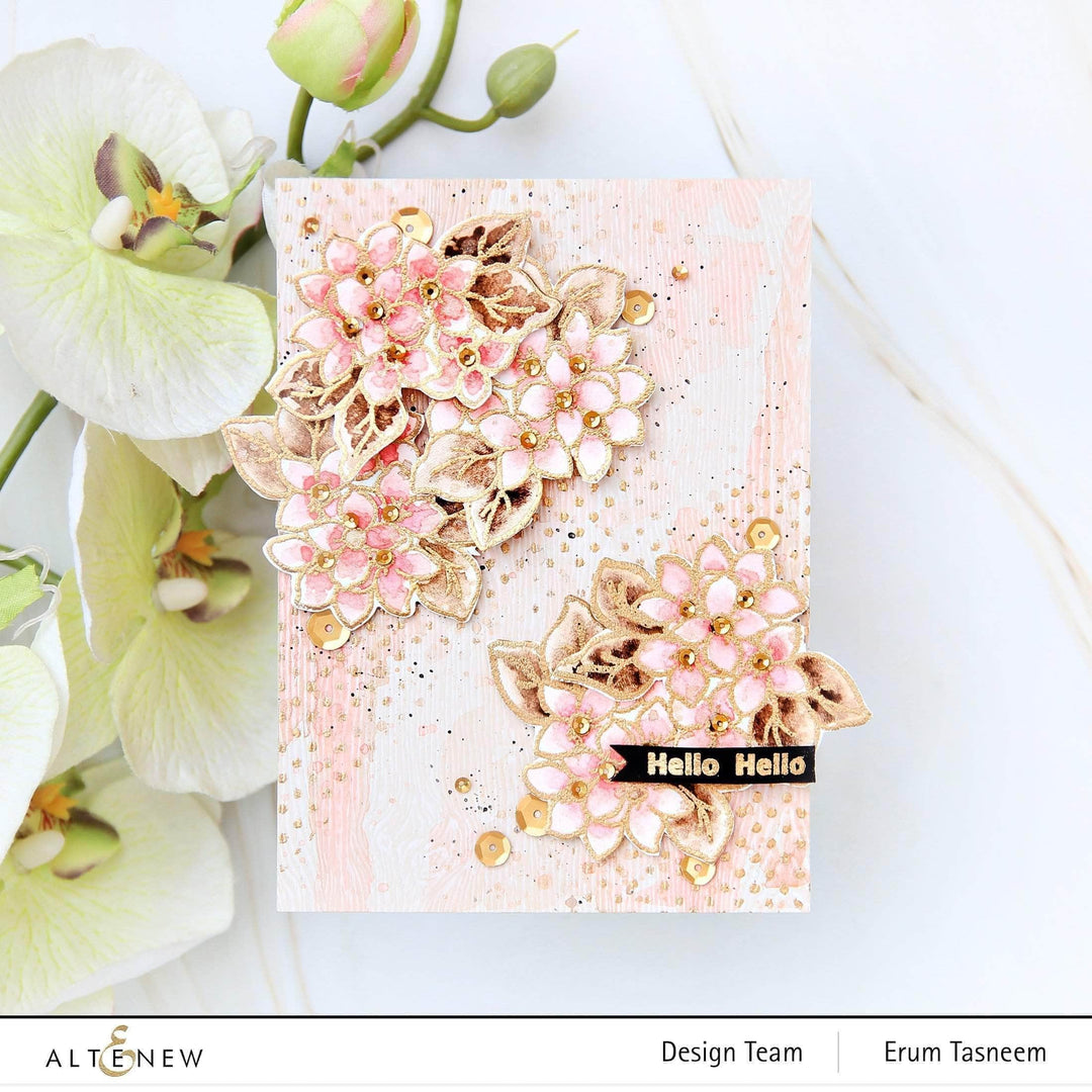 Altenew Sweet Cluster Stamp Set of clear stamps with floral and leaf designs for crafting and card-making projects.