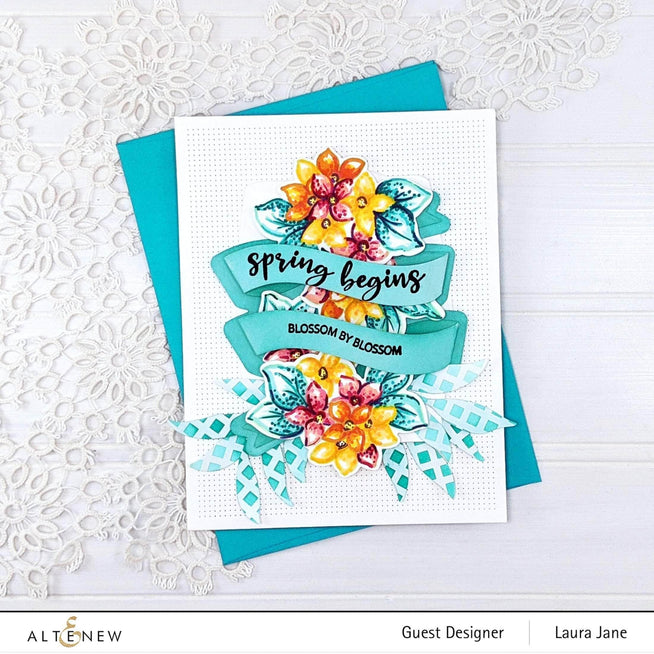 Altenew Sweet Cluster Clear Stamp Set with floral and leaf designs for paper crafting and card making.