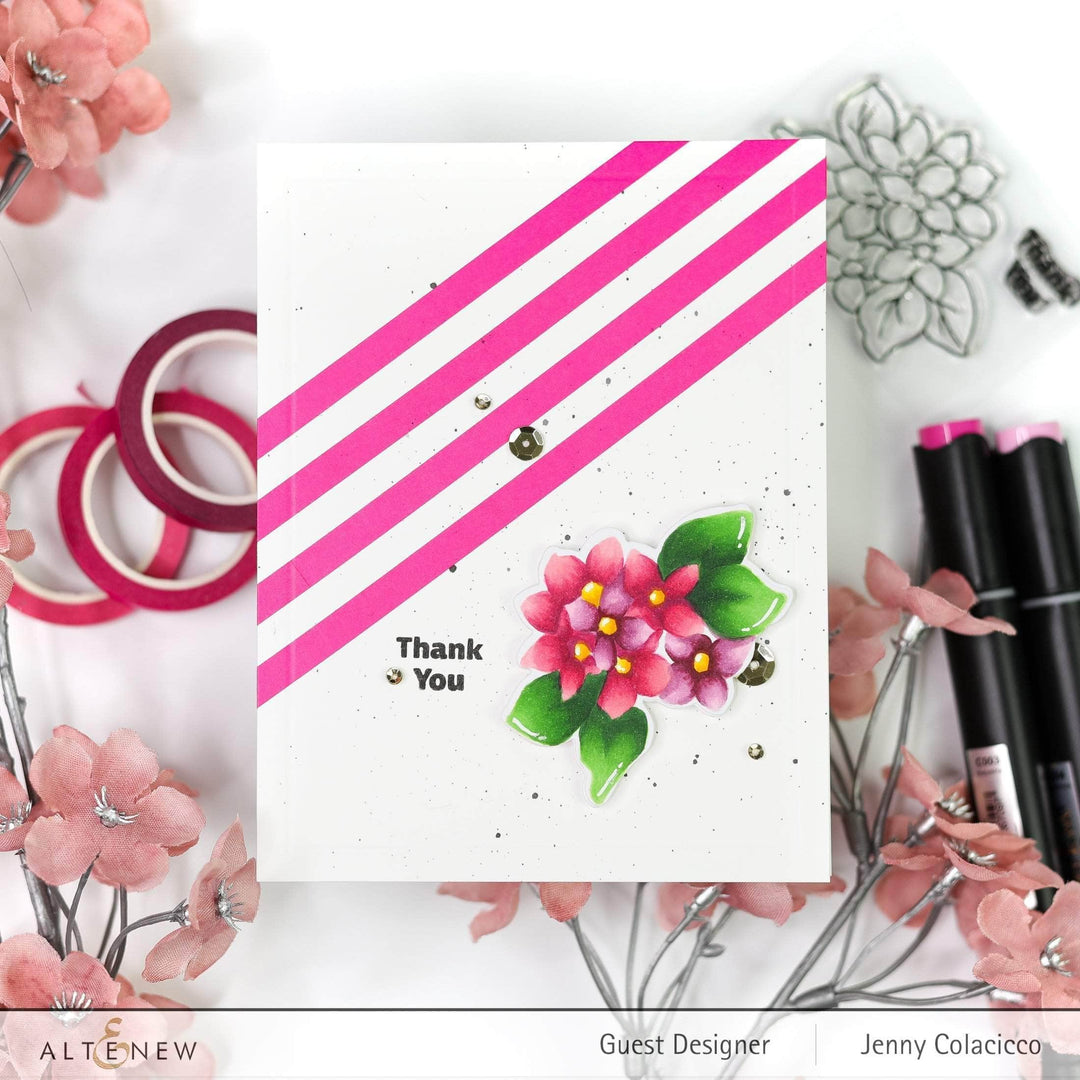 Altenew Sweet Cluster Stamp Set of clear stamps with floral and leaf designs for crafting and card-making projects.