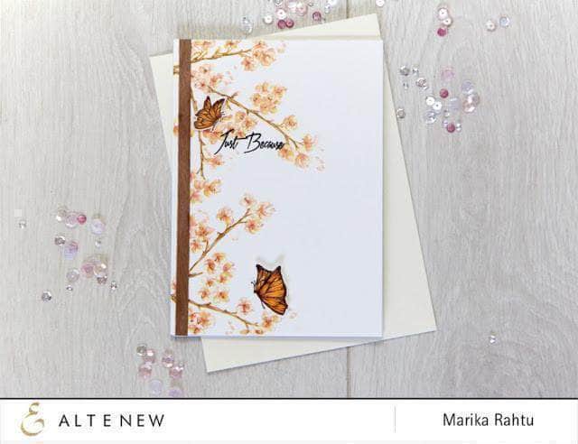 Altenew Under the Cherry Blossom Tree clear stamp set featuring cherry blossom designs for crafting and card making.