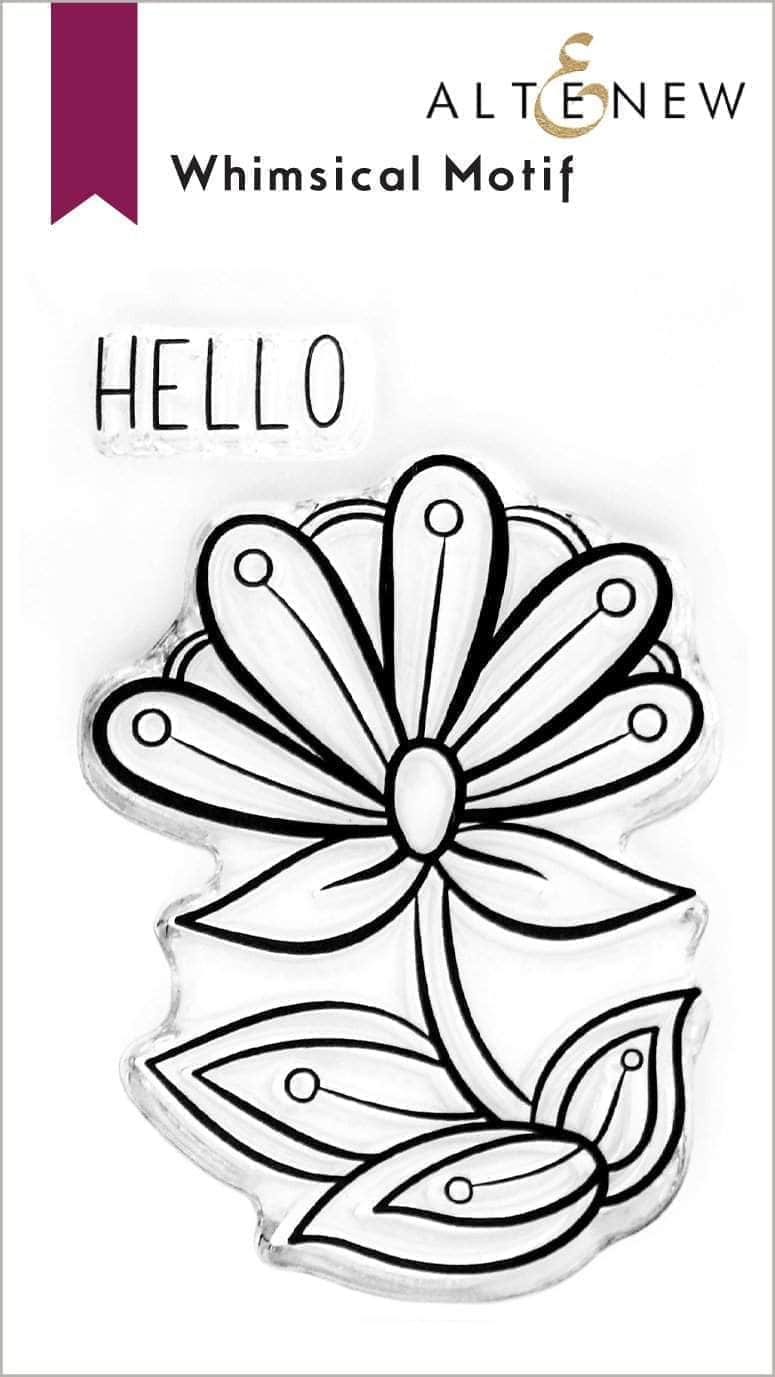 Altenew Whimsical Motif Clear Stamp Set with playful floral and abstract designs for creative stamping projects.
