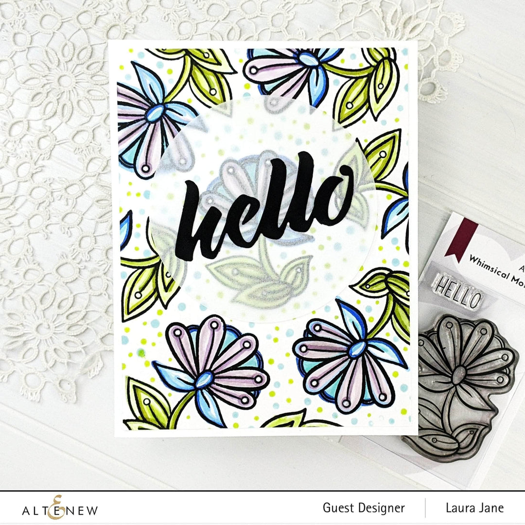 Altenew Whimsical Motif Clear Stamp Set featuring playful, intricate designs for crafting and card making projects.