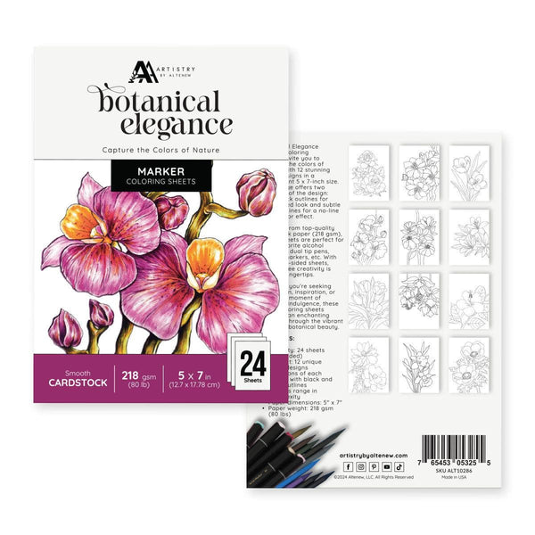 Botanical Elegance: Capture the Colors of Nature Alcohol Marker Coloring Sheets