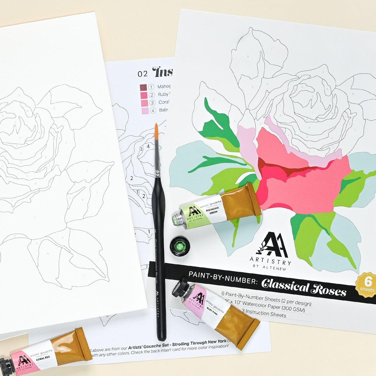Color By Number Roses Advanced Paint-by-Number: Classical Roses | Coloring Book by Altenew