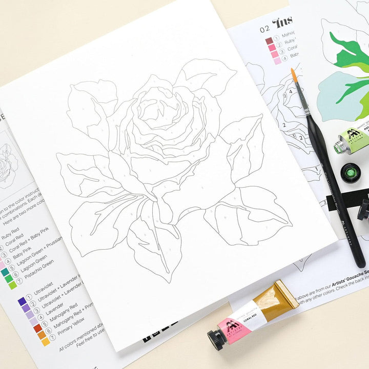 EXP Factors Coloring Book Paint-by-Number: Classical Roses